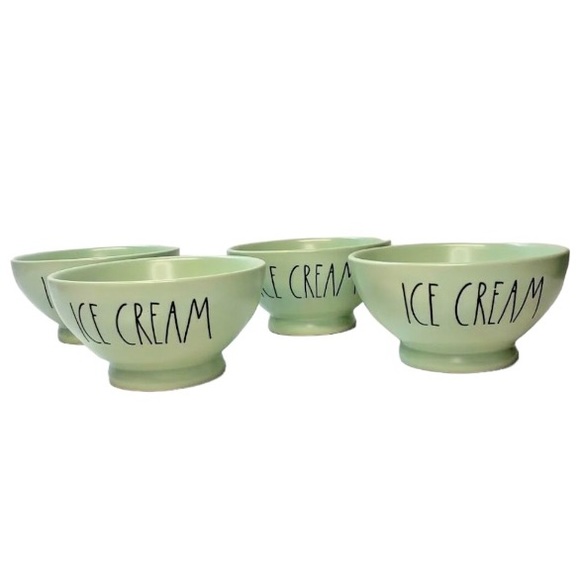 RAE DUNN Artisan Collection by MAGENTA Ice Cream Bowl, Ceramic, Set of 4, Mint - Picture 6 of 6